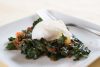 Bacon Sauteed Greens With Poached Egg
